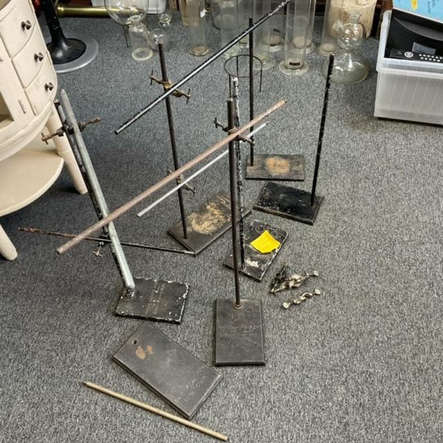 Selection of retort stands, clamps and poles. CURIOUS SCIENCE