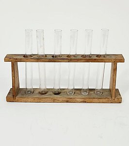 Old Test Tubes In Wooden Rack