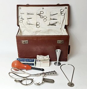 Early 20th Century Midwife’s Bag With Contents