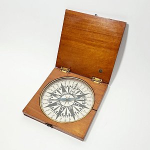 Magnetic Compass In Wooden Case
