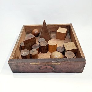 Wooden Tray Of Geometric Wooden Shapes