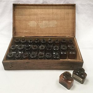 Cased Set Of Vintage Brown Bottles