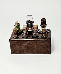 Wooden Bottle Holder and Bottles