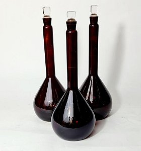 Brown Glass Swan Neck Flask (each)