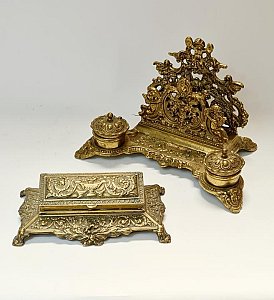 Brass Desk Tidy Set