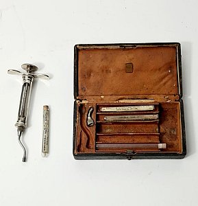 Antique Cased Dental Syringe Set