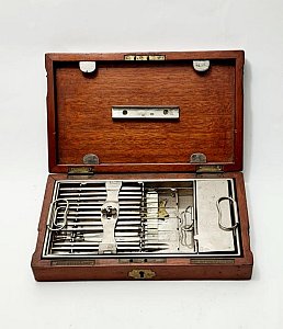 Wooden Cased Set Of Dental Instruments
