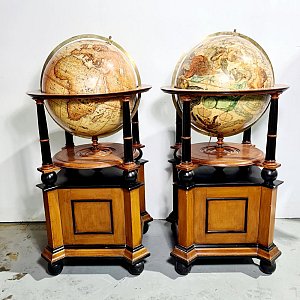 Pair Of Coronelli Globes On Plinths