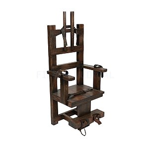  Wooden electric chair with leather restraining straps