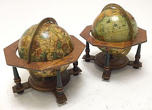 Pair of desktop globes.