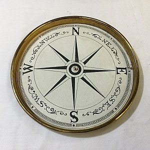 Paper compass rose in brass surround
