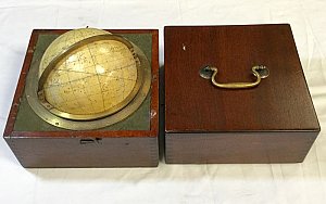 Mahogany-cased travel globe