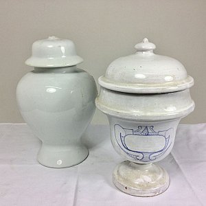 White apothecary jars