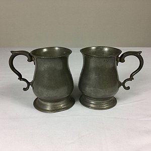 Pewter half-pint tankards