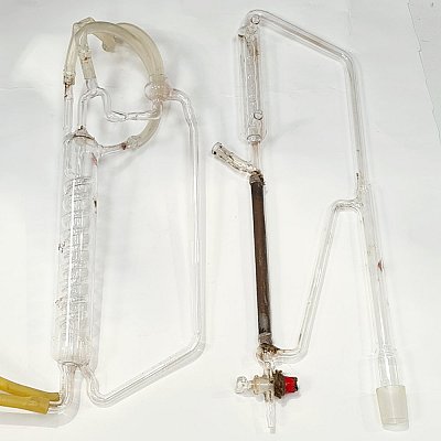 Elaborate Glass Distillation Condenser (priced separately)