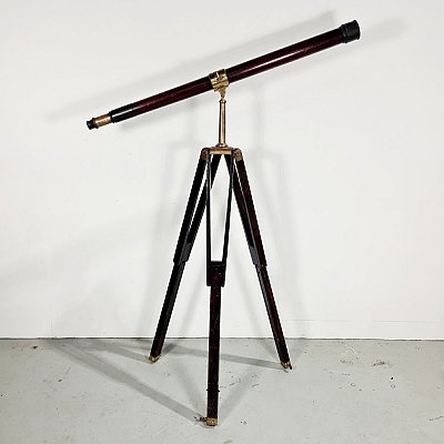 Wooden Telescope On Lacquered Tripod