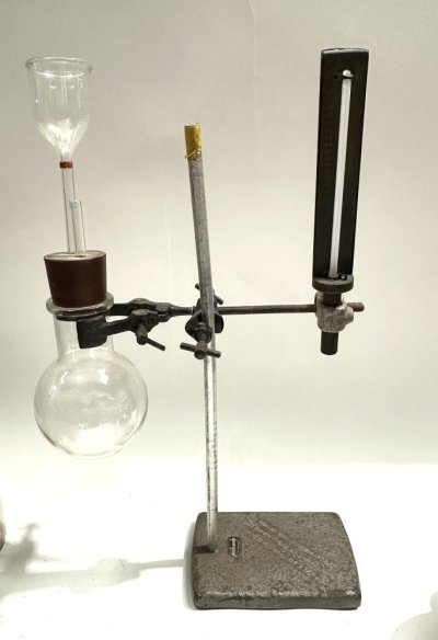 Lab Experiment with Thermometer on Stand