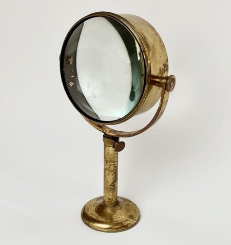 Antique 1900s Victorian Magnifying Glass on Adjustable Brass Stand