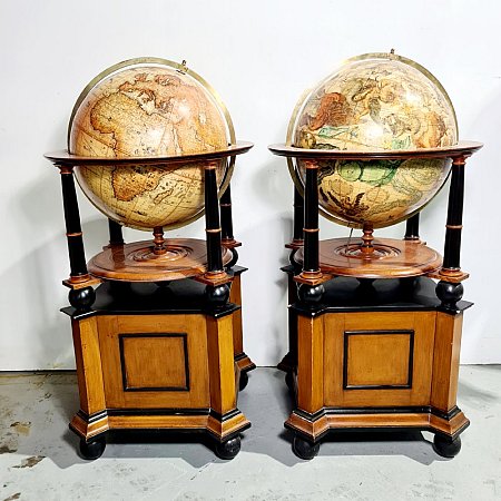 Pair Of Coronelli Globes On Plinths