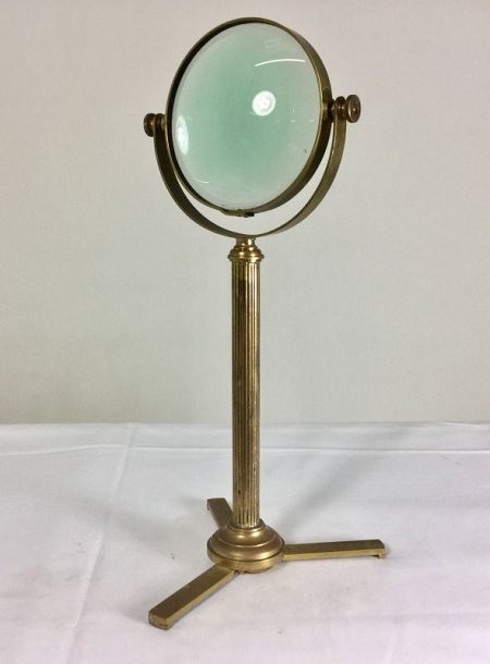 Antique 1900s Victorian Magnifying Glass on Adjustable Brass Stand