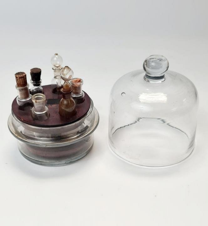 Glass domed medicine bottle container