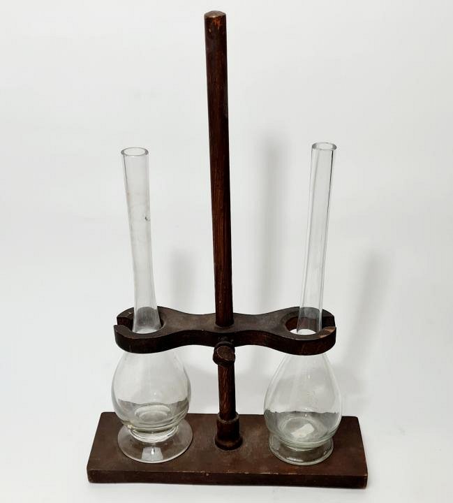 Glass Flasks in Wooden Retort Stand