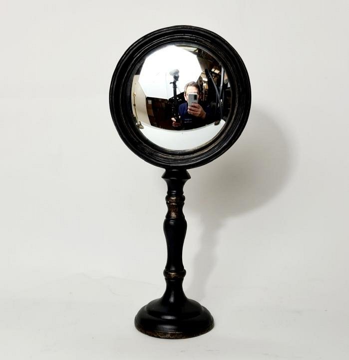 Convex Mirror On Turned Wooden Base