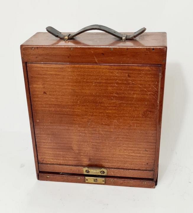 Period Brass Scales In Retractable Wooden Case