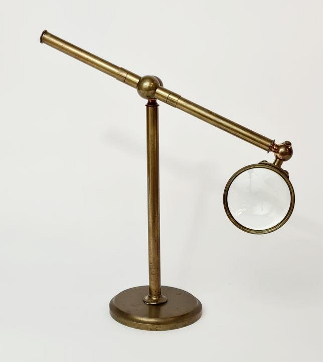 Brass Magnifying Lens On Articulated Stand