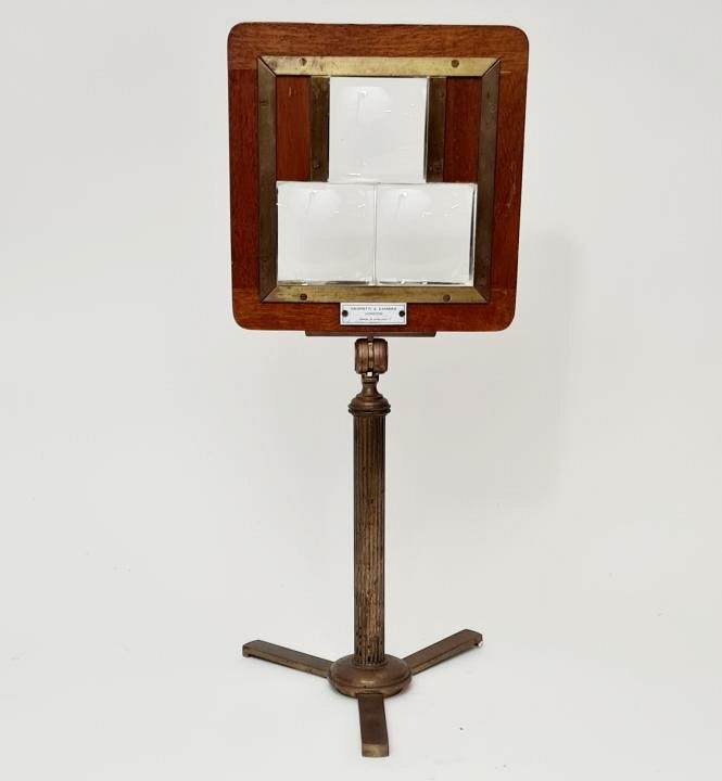 Triple Lens Magnifier On Fluted Brass Stand