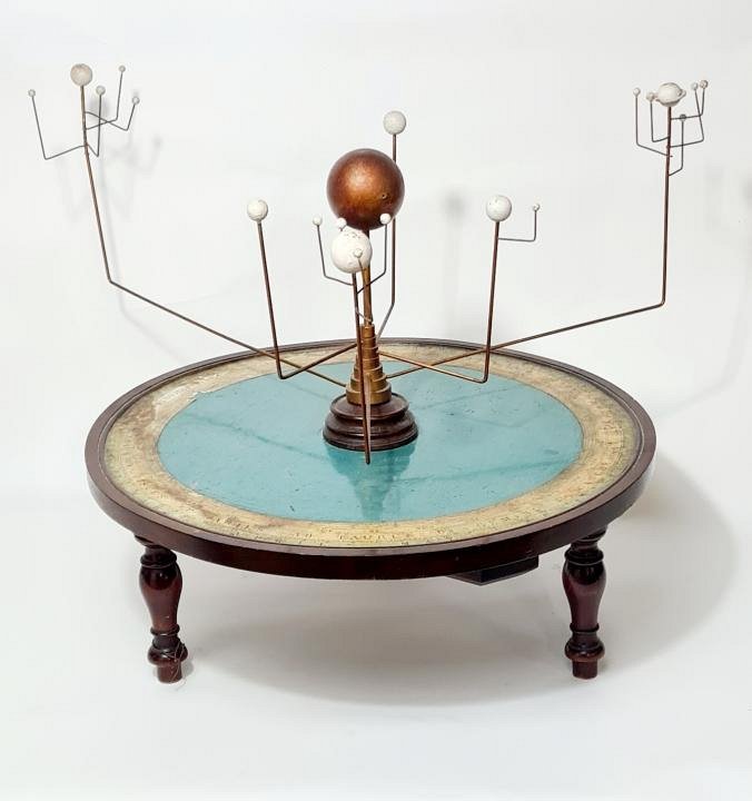 Orrery model on decorative base.