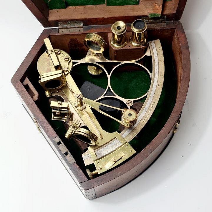 Brass Sextant In Case