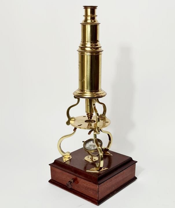 Brass Culpeper Microscope On Mahogany Stand