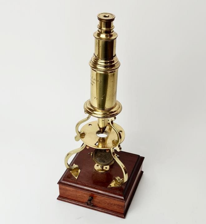 Brass Culpeper Microscope On Mahogany Stand