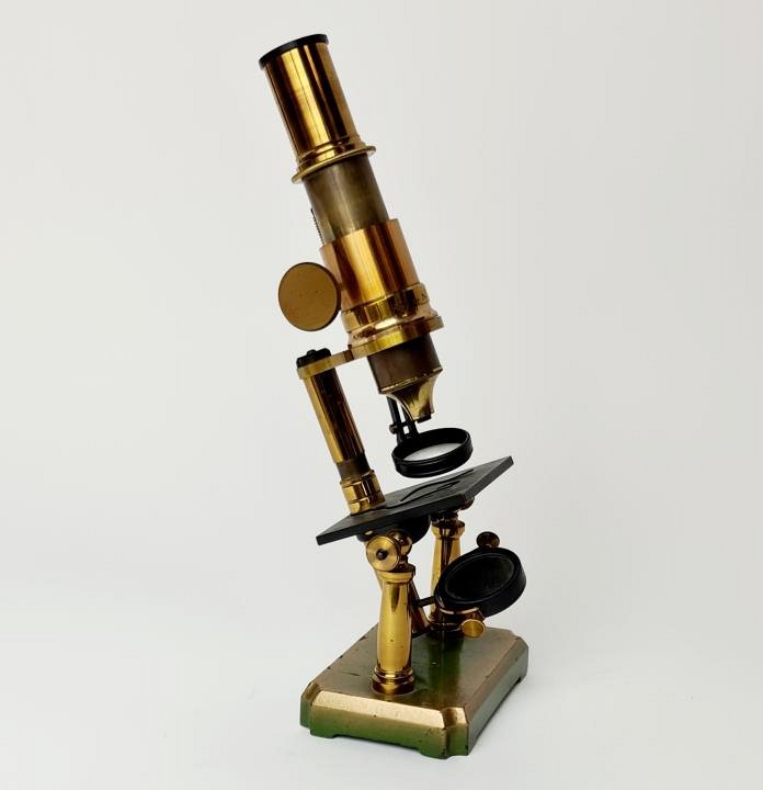 Antique Brass Microscope With Bulls Eye Condenser