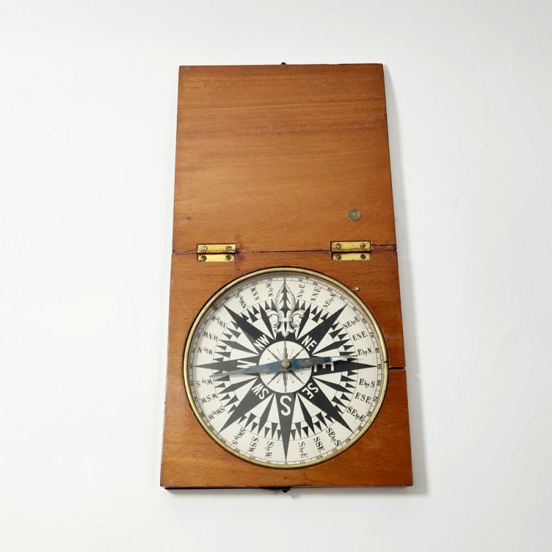 Magnetic Compass In Wooden Case