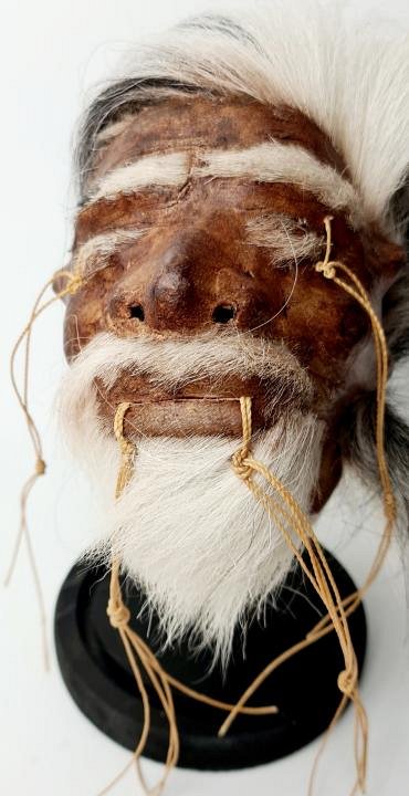 Shrunken Head (imitation) in glass display case