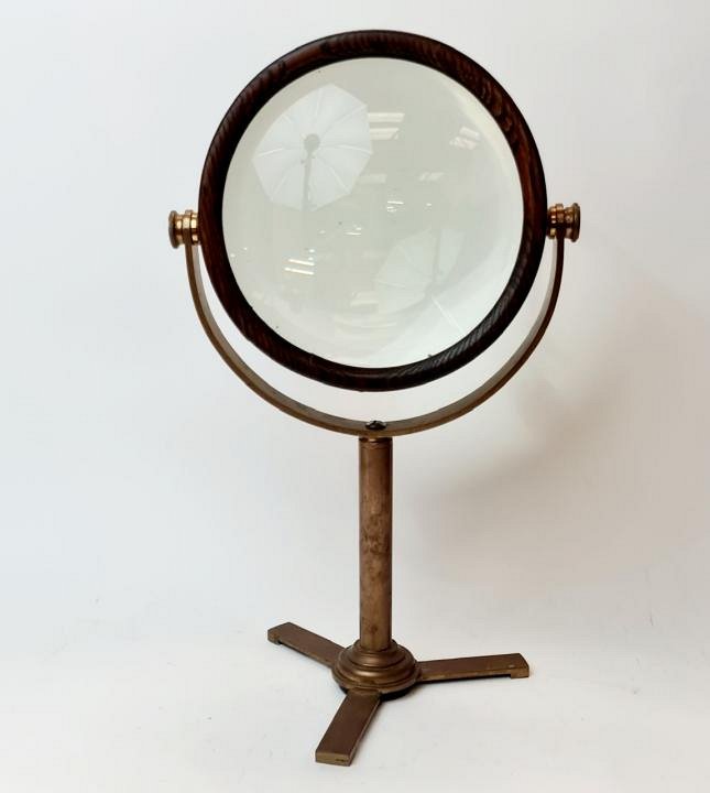 Large Magnifying Lens on Brass Stand