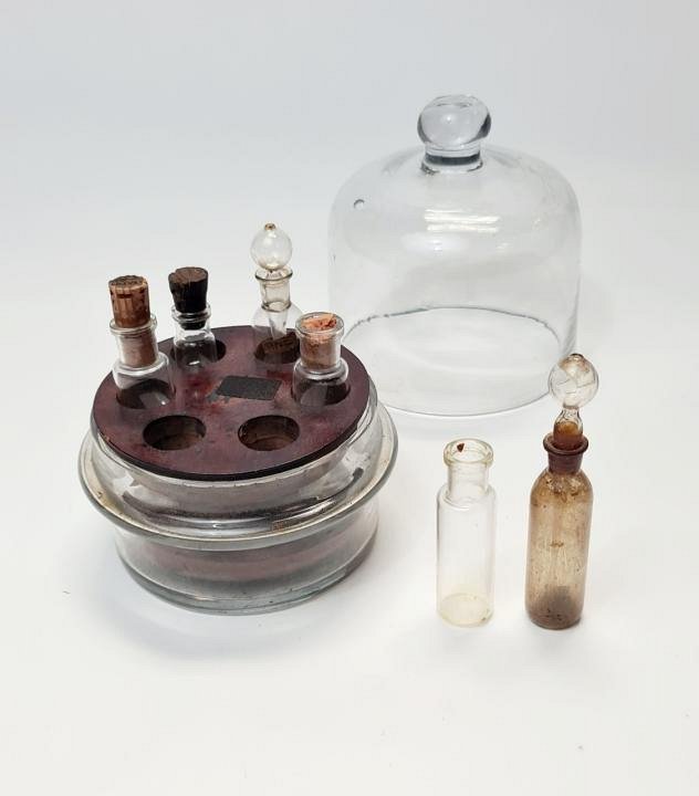 Glass domed medicine bottle container