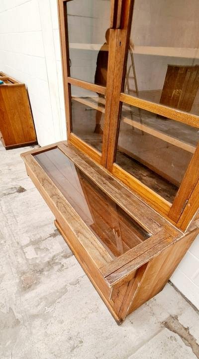 Oak Cabinet With Display Case
