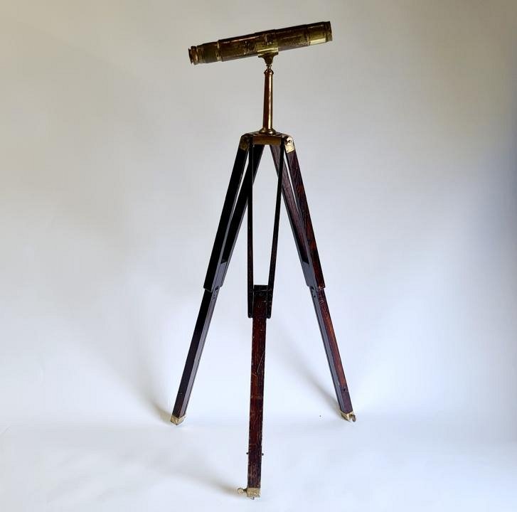 Small telescope on wooden tripod 19th-20th c