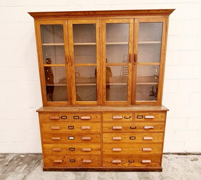 Large Oak School / Laboratory Cabinet