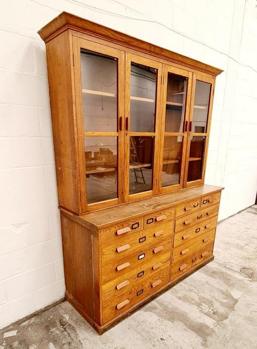 Large Oak School / Laboratory Cabinet