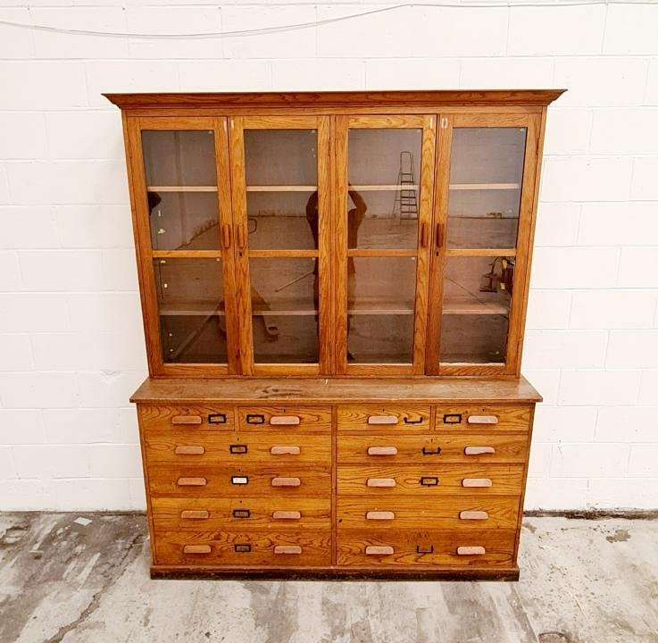 Large Oak School / Laboratory Cabinet