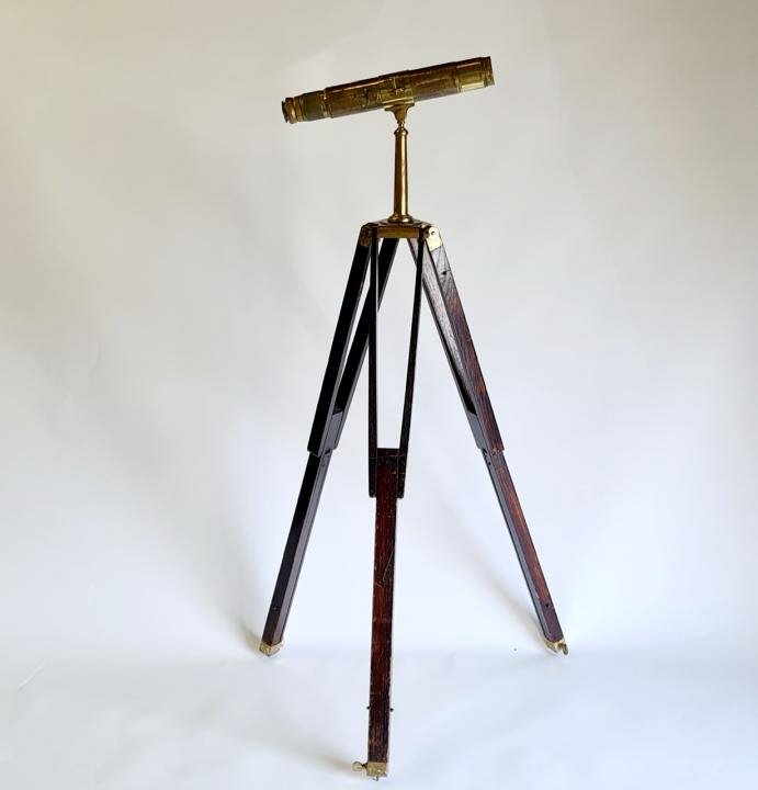 Small telescope on wooden tripod 19th-20th c