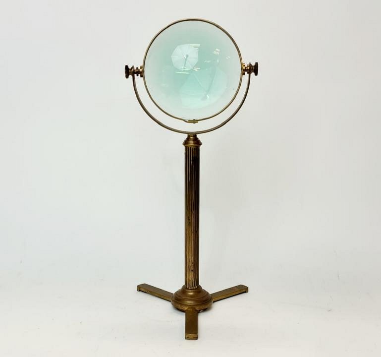 Magnifying Lens On Fluted Brass Stand