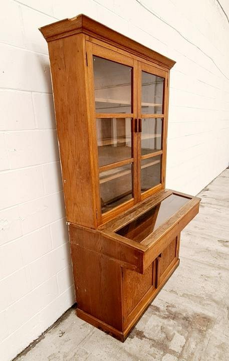 Oak Cabinet With Display Case