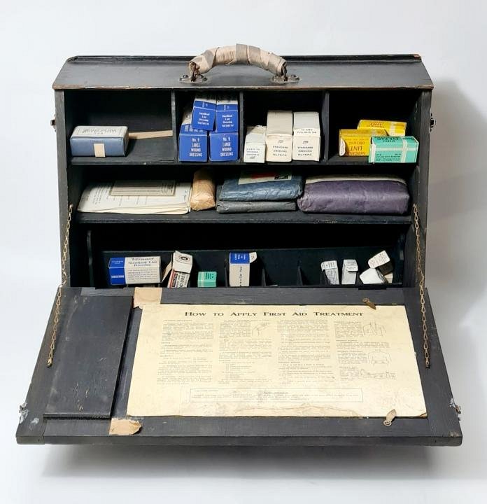 Vintage Wooden ARP Medical Kit (dressed)