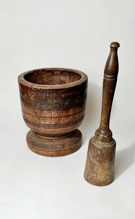 Large Wooden Pestle And Mortar