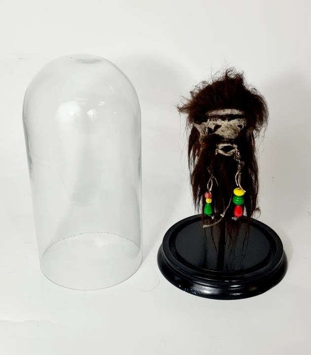 Imitation Shrunken Head Under Glass Dome